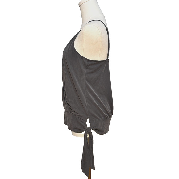 Allison Joy Charcoal Gray V Neck Spaghetti Strap Faux Wrap Side Tie Cami Small - Picture 2 of 7